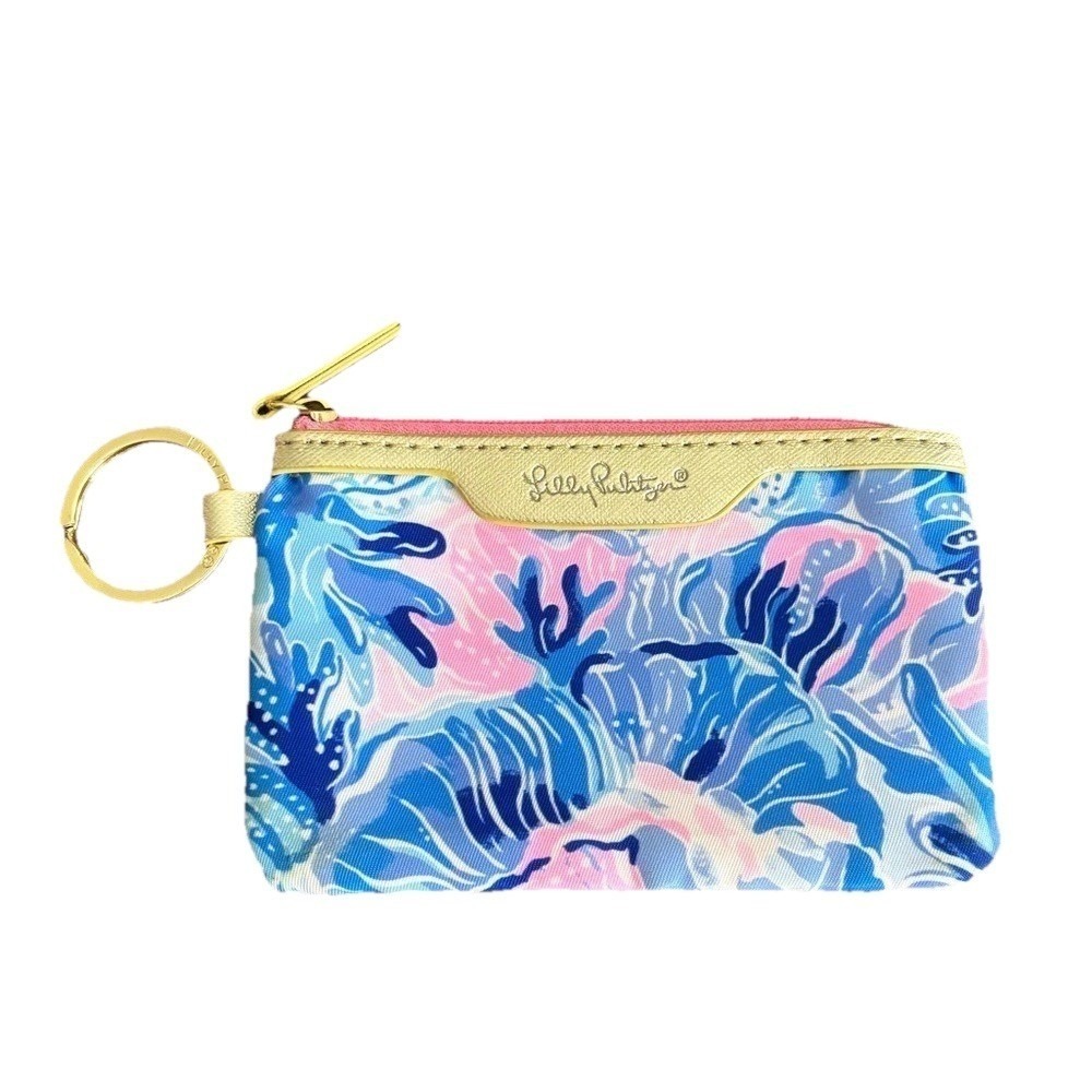 Lily Pulitzer ID Case Keychain Wallet Zip Close Card Holder Floral Fairycore